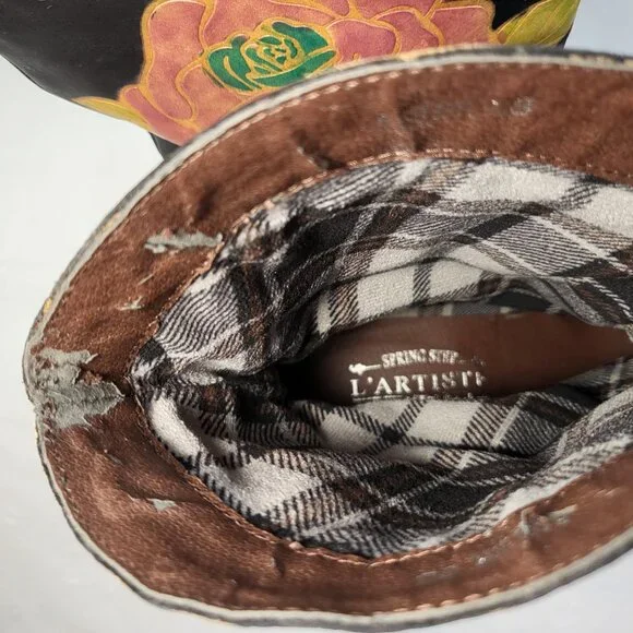 Spring Step L'artiste Aster Western Boots Size 38 EU Black Floral - Picture 7 of 8